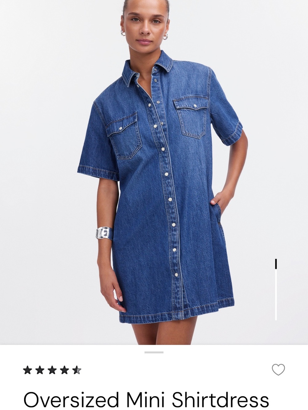 Madewell Oversized Denim Mini Shirtdress — Demarco Wash (NWT) XS